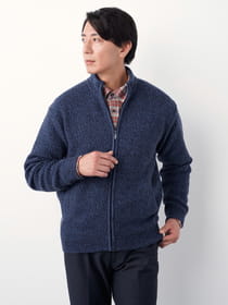 メランジフルジップニット