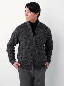 メランジフルジップニット