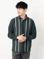 ランダムタックストライプ長袖ポロシャツ（7205731）｜men