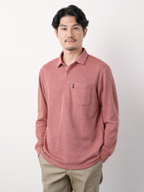 ≪WEB限定/1,111円OFF！対象商品≫撚り杢ピケ長袖ポロシャツ