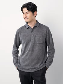 ≪WEB限定/1,111円OFF！対象商品≫撚り杢ピケ長袖ポロシャツ