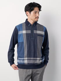 ビッグチェックハーフジッププルオーバー