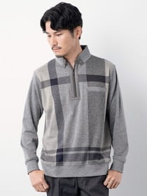 ビッグチェックハーフジッププルオーバー