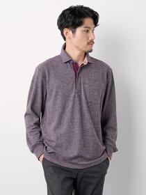 マシュマロ長袖ジップポロシャツ