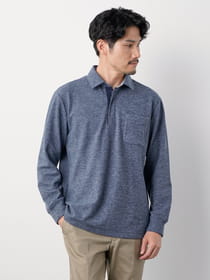 マシュマロ長袖ジップポロシャツ