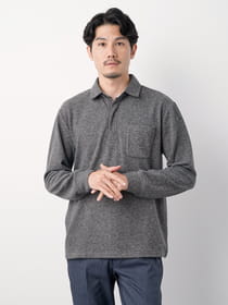 マシュマロ長袖ジップポロシャツ