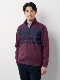 ≪WEB限定/1,111円OFF！対象商品≫パネルボーダーハーフジッププルオーバー