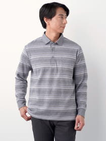 ジャカードボーダー長袖ポロシャツ（7205792）｜men（メンズ