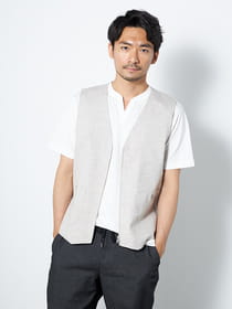 綿麻ジップベスト