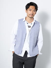 綿麻ジップベスト