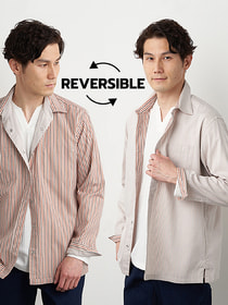 リバーシブルストライプシャツアウター