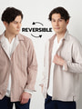 リバーシブルストライプシャツアウター