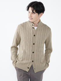 ケーブルボタンアップニット