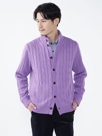 ケーブルボタンアップニット