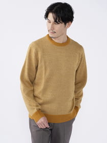 ヘリンボーンクルーネックニット