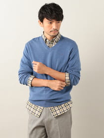 ウォッシャブルVネックニット