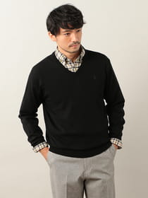 ウォッシャブルVネックニット