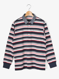 天竺ボーダーデニム襟ポロ