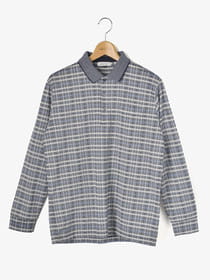 シャンブレーチェック長ポロ