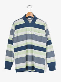 配色ボーダー長ポロ