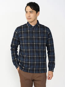 チェックジャガード長袖ポロ