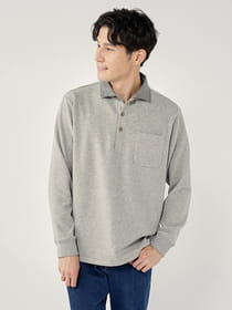 クリーミー長袖ポロ