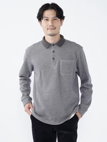 アクリルピケ裏配色起毛ポロ