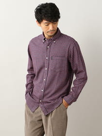 ソフトヤーン／ダークカラードチェックシャツ／ボタンダウン