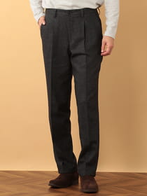 ウール混ヘリンボーンハーフシャーリングパンツ