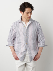 【キングサイズ】マルチドビーストライプ7分袖シャツ