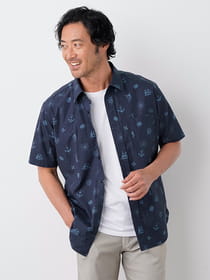 【キングサイズ】オーシャンプリント半袖シャツ