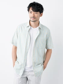 【キングサイズ】パナマストライプ半袖シャツ