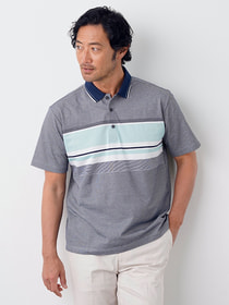 【キングサイズ】パネルボーダー半袖ポロ