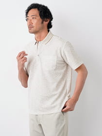 【キングサイズ】フラワープリント半袖ポロ