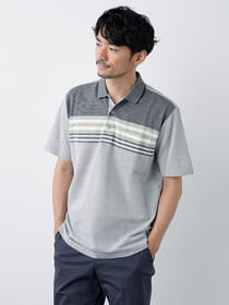 【キングサイズ】パネルボーダー半袖ポロ