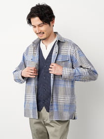 【3buy40%OFF！対象商品】【キングサイズ】ドビーファンチェックシャツアウター