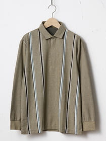 【キングサイズ】ストライプZIP長ポロ