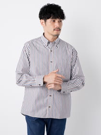 【キングサイズ】オルタネートストライプ長袖シャツ