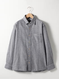 ≪WEB限定/1,111円OFF！対象商品≫【キングサイズ】ぬくもりBLENDヘリンボンストライプシャツ
