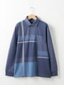 【キングサイズ】パッチワークチェック長袖ポロシャツ