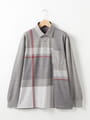 【キングサイズ】パッチワークチェック長袖ポロシャツ