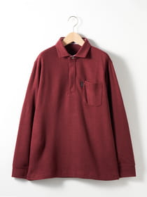 【ブラックフライデー/特別価格】【キングサイズ】鹿の子Ｗフェース長袖ジップポロシャツ