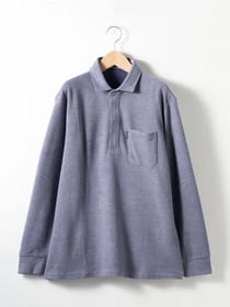 【ブラックフライデー/特別価格】【キングサイズ】鹿の子Ｗフェース長袖ジップポロシャツ