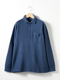 【ブラックフライデー/特別価格】【キングサイズ】鹿の子Ｗフェース長袖ジップポロシャツ