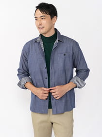 【キングサイズ】ダブルフェイスチェックシャツアウター