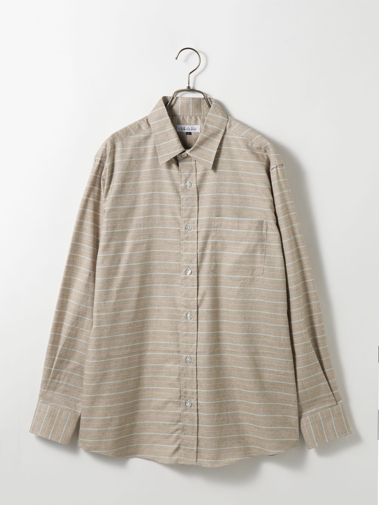 ベージュボーダーシャツ