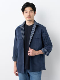 【早割30%OFF対象】バックサイドストライプ長袖シャツアウター