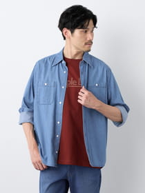 【早割30%OFF対象】ソフトデニム長袖シャツ