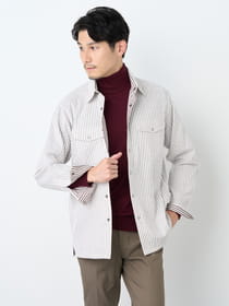 【早割30%OFF対象】ヘリンボンストライプ長袖シャツアウター