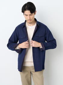 【早割30%OFF対象】ヘリンボンストライプ長袖シャツアウター